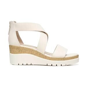 Soul Naturalizer Women's Goodtimes Leather Wedge Sandals, Porcelain Size 7.5M